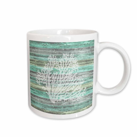 3drose, a Rustic Weathered Coastal and Nautical Coral Design for Beach Decor., 15oz Mug