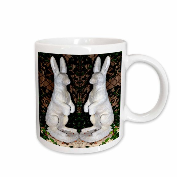 3drose, a Set of Twin Rabbit Statues Used for Decoration for the Yard, 15oz Mug