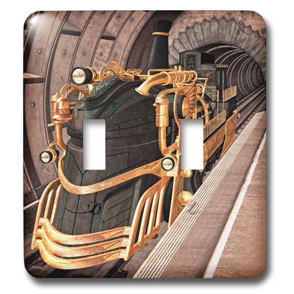 3dRose, A steampunk train station, double toggle switch
