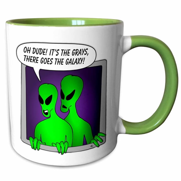 3drose, Aliens and Ufos Alien Galaxy 1 on White, 11oz Two-tone Green Mug