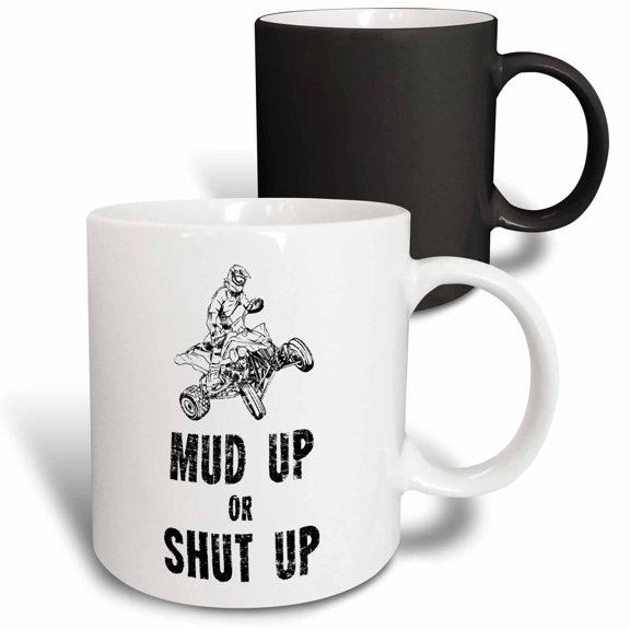 3drose, Atv Mud Up or Shut Up Cool Quad Biker Design, 11oz Magic Transforming Mug