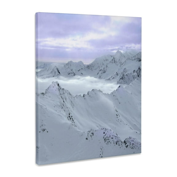 3dRose, Above the Clouds Snowy Mountain Landscape photography - Ski snow mountains - Winter Wintery Alps, Museum Grade Canvas Wrap 16x20