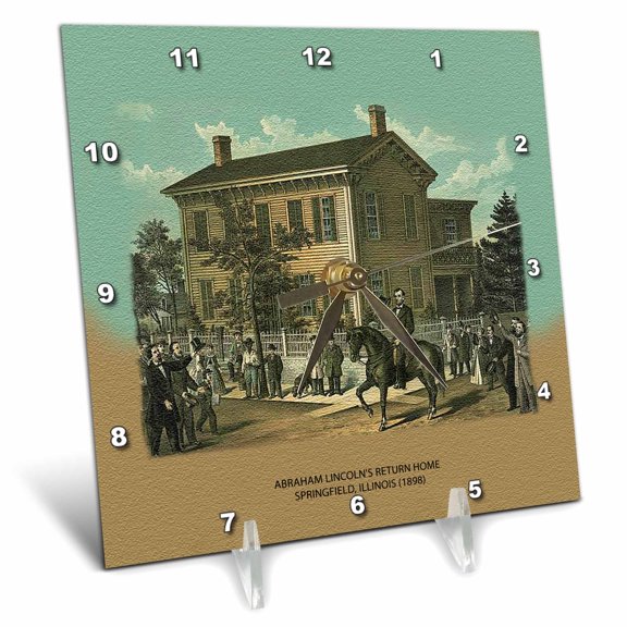 3dRose, Abraham Lincolns Return Home Springfield, Illinois (1898), 6x6 Desk Clock