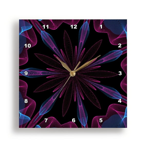 3dRose, Abstract Blue, Purple and Pink Ribbon Gem, 10x10 Wall Clock