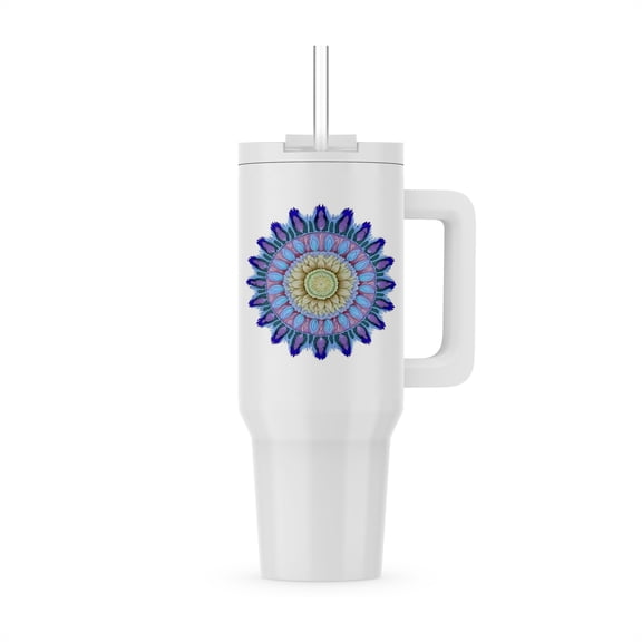 Abstract Circle Pattern With Floral Elements , 40oz Tumbler
