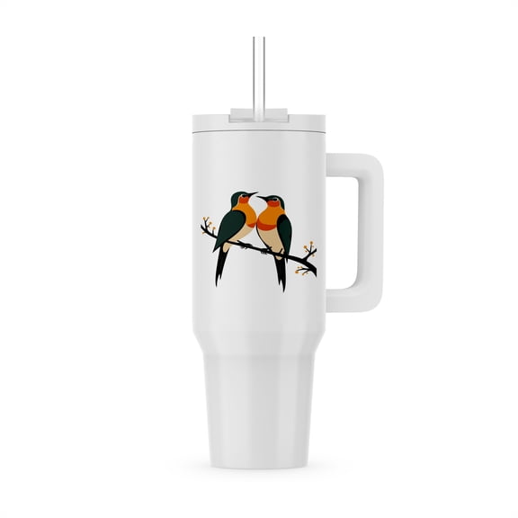 Abstract Circle Pattern With Magenta Pink Floral Elements, 30oz Tumbler