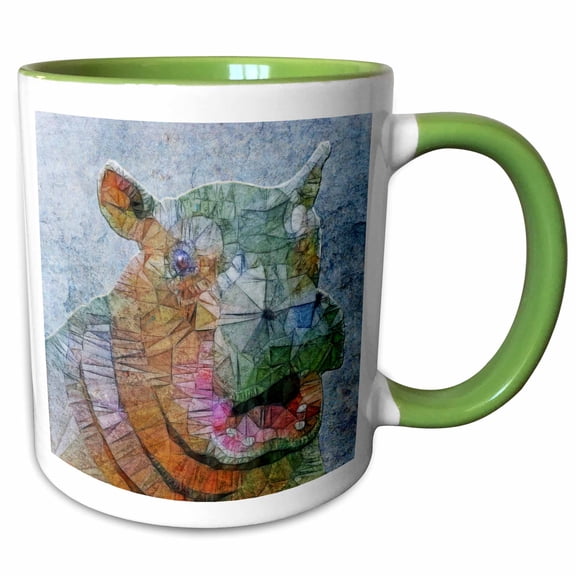 3drose, Abstract Hippo - Cool Hippo, 15oz Two-tone Green Mug