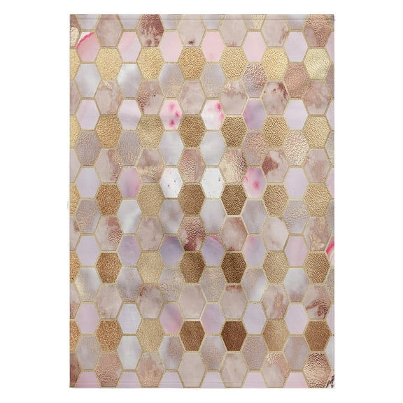 3dRose, Abstract Trendy Rose Gold Geometrical Copper Marble Honey Comb Pattern, 22x30 Bath Hand Pool Towel