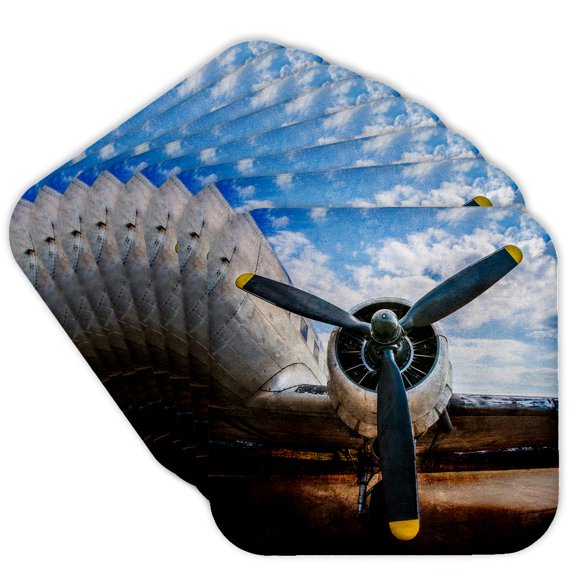 3dRose, Abstracts of aviation - Propeller of a vintage aircraft. Color photo, set of 8 Coasters - Soft