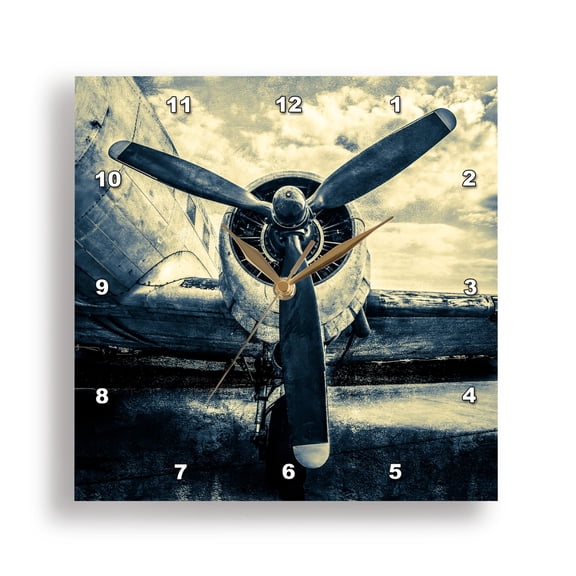 3dRose, Abstracts of aviation - Propeller of an old aircraft. Stylized photo, 15x15 Wall Clock