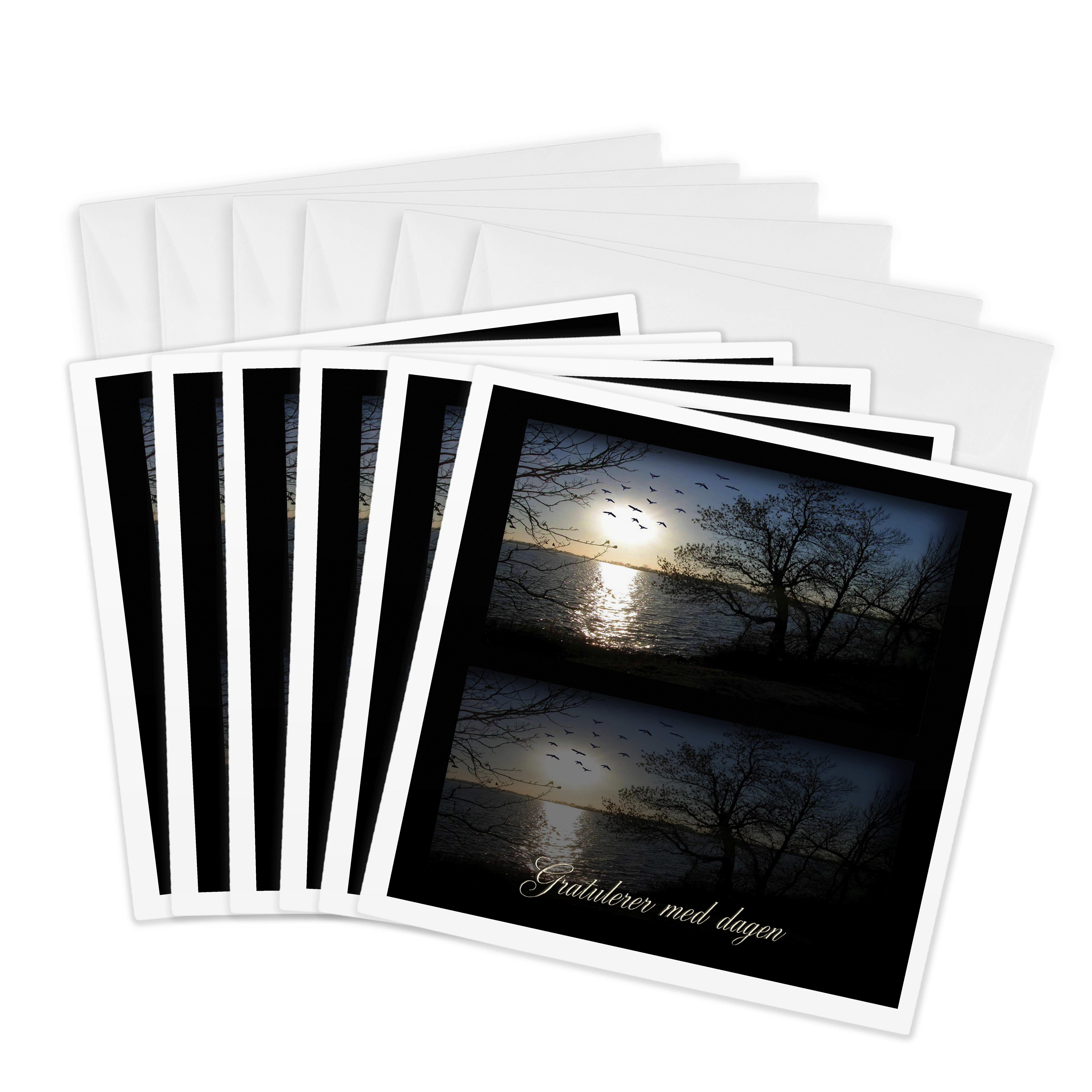 3dRose, Across the lake, Gratulerer med dagen, Happy Birthday in Norwegian  , 6 Greeting Cards with envelopes - Walmart Business Supplies, image size:5782x5783