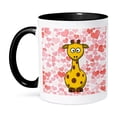 thumbnail image 1 of 3dRose, Adorable Giraffe With Hearts - Cute Animal Art - Childrens Art, 11oz Two-Tone Black Mug, 1 of 7