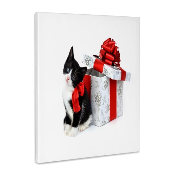 3dRose, Adorable Kitten For Christmas, Museum Grade Canvas Wrap 11x14