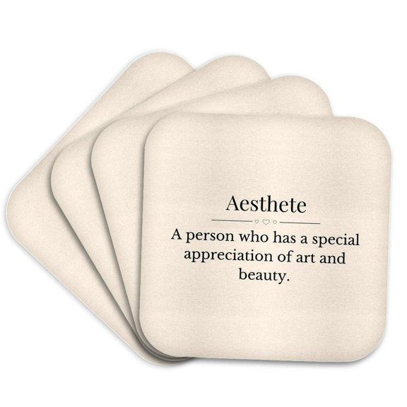 3drose, Aesthete and Its Meaning Typography, Set of 4 Coasters - Soft