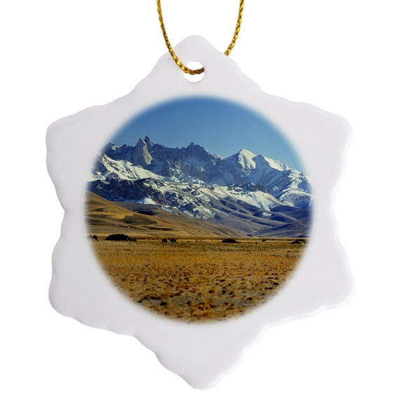 3drose, Afghanistan, Bamian Valley, Mountains, Kuchi Camp-as01 Rer0003 - Ric Ergenbright, 3 inch Snowflake Porcelain Ornament