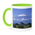 thumbnail image 1 of 3dRose, Africa, Tanzania, Mt Kilimanjaro, landscape and zebra-AF45 GJE0018 - Gavriel Jecan, 15oz Two-Tone Green Mug, 1 of 7