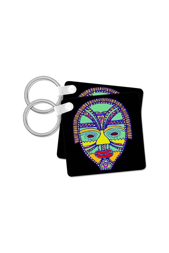 , African Mask, set of 2 Key Chains