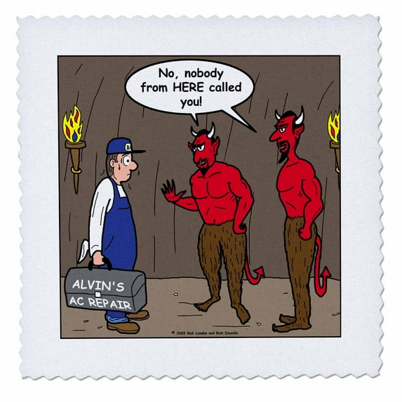 3dRose Air Conditioner Repair in Hell - Quilt Square, 10 by 10-inch