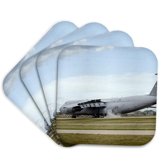 3dRose, Air Force, C-5A Galaxy, cargo aircraft, aviation - US50 BFR0070 - Bernard Friel, Set of 4 Coasters - Soft