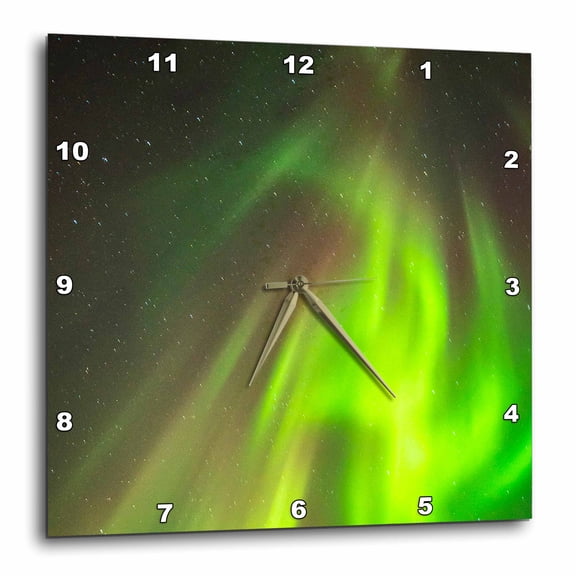 3drose, , Alaska, Fairbanks. Northern Lights and Stars., 15x15 Wall Clock