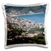 3dRose, Albania, Albanian Riviera, Himara, elevated city view, 16x16 inch Pillow Case