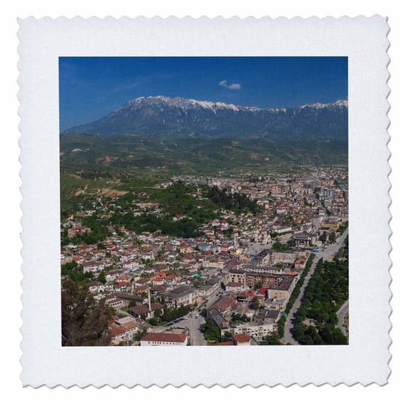 3dRose, Albania, Berat, elevated city view, 12x12 inch quilt square