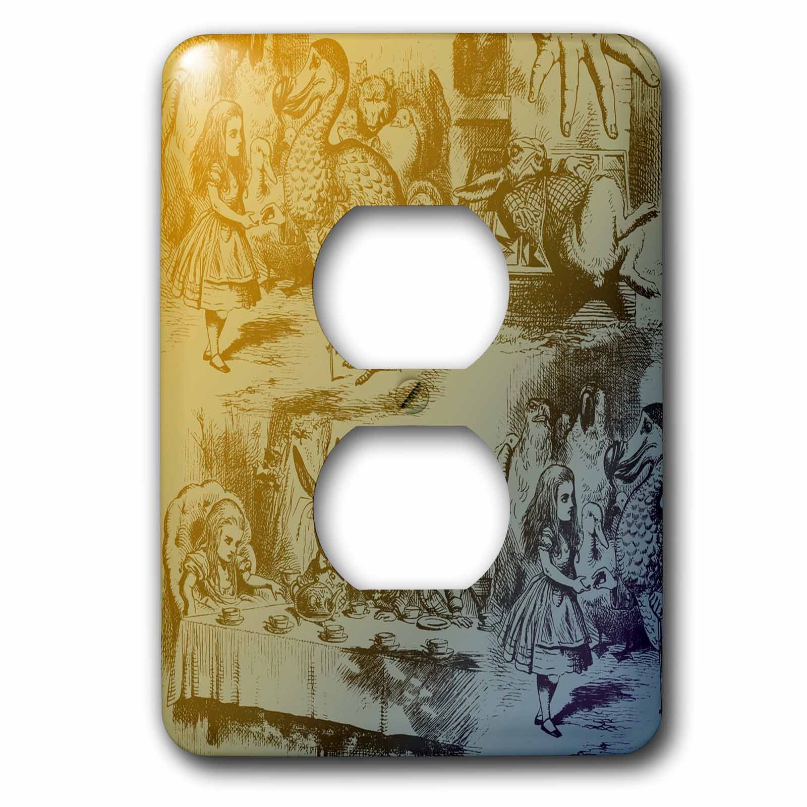 3dRose, Alice in Wonderland Collage Art, 2 plug outlet cover