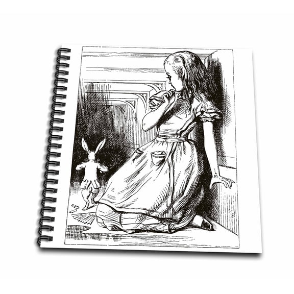 3dRose, Alice in Wonderland with Rabbit, Mini Notepad 4 x 4 inch