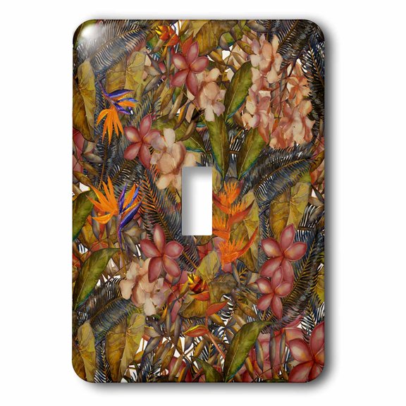 3dRose, Aloha Copper Hibiscus Flower Jungle Tropical Floral Hawaii Pattern, single toggle switch