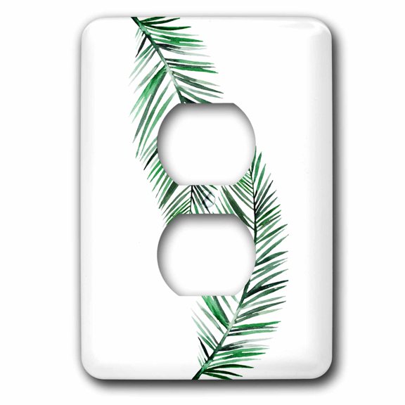 3dRose, Aloha Palm Leaves Foliage Jungle Tropical Hawaii Illustration, 2 plug outlet cover