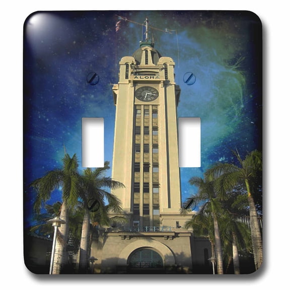 3dRose, Aloha Tower at Night in Honolulu, double toggle switch