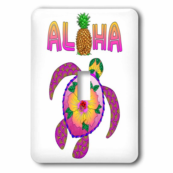 3dRose, Aloha from Hawaii with a Honu, a tropical seaturtle art design. , single toggle switch