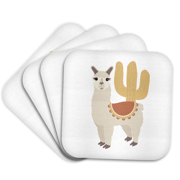 3drose, Alpaca and Cactus, Set of 4 Coasters - Soft