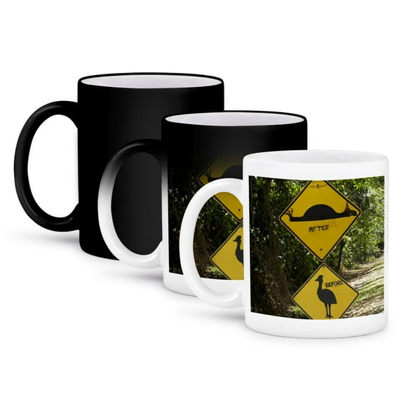 3dRose, Altered Cassowary, Road Sign, Daintree NP, Australia-AU01 DWA2961 - David Wall, 11oz Magic Transforming Mug