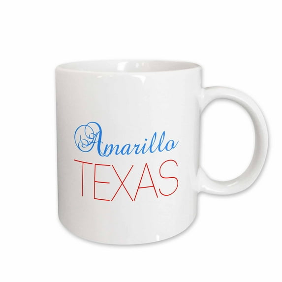 3drose, Amarillo, Texas, Red, Blue Text. Patriotic Home Town Design, 11oz Mug