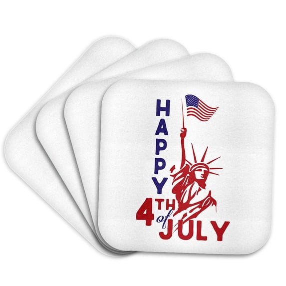 3drose, America Patriotic 4th July Statue of Liberty Flag Art, Set of 4 Coasters - Soft