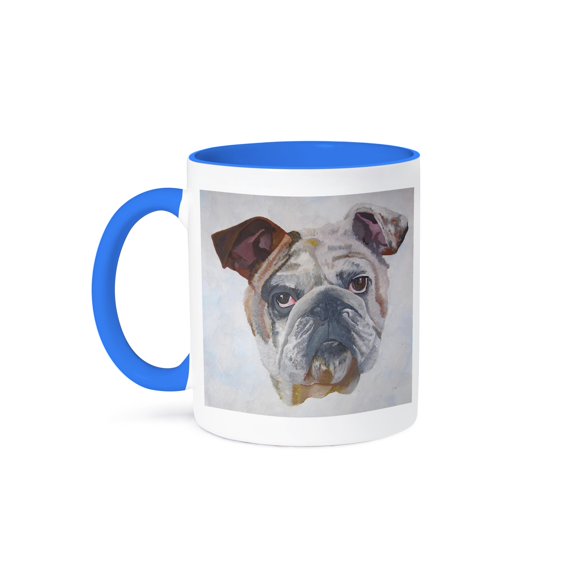 3dRose, American Bulldog - animal, bulldog, cute, dog, handsome dan, new pet, pet, 11oz Two-Tone Blue Mug