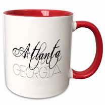 3drose, American Cities - Atlanta Georgia, Black on White, 15oz Two-tone Red Mug