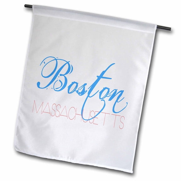 3dRose, American Cities - Boston Massachusetts red and blue on white, 12 x 18 inch Garden Flag