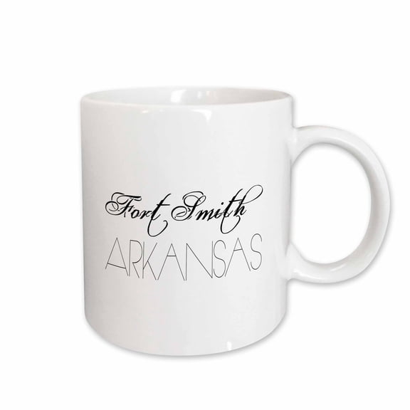 3drose, American Cities - Fort Smith Arkansas, Black on White, 11oz Mug