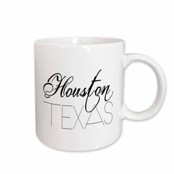 3drose, American Cities - Houston Texas Black Text on White, 11oz Mug
