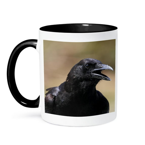 3dRose, American Crow Corvus brachyrhynchos Bird Photo Animal Photography, 15oz Two-Tone Black Mug