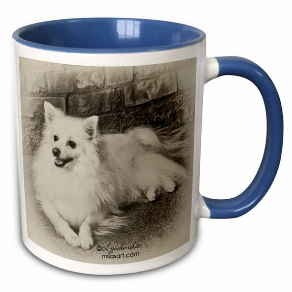 3drose, American Eskimo Dog, 11oz Two-tone Blue Mug