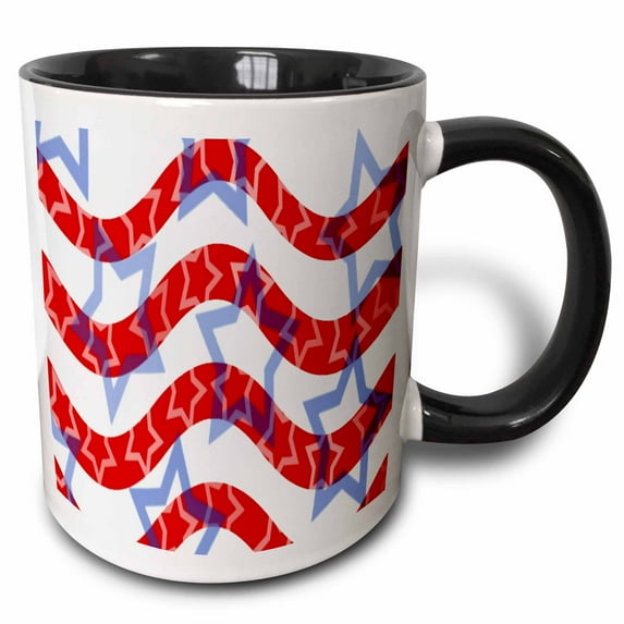3drose, American Flag Design Stars and Stripes Usa Patriotic, 15oz Two-tone Black Mug