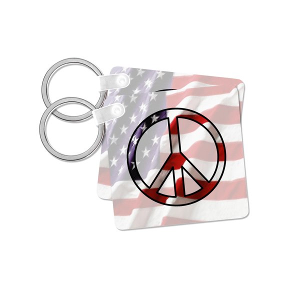 3dRose, American Flag Peace, set of 2 Key Chains