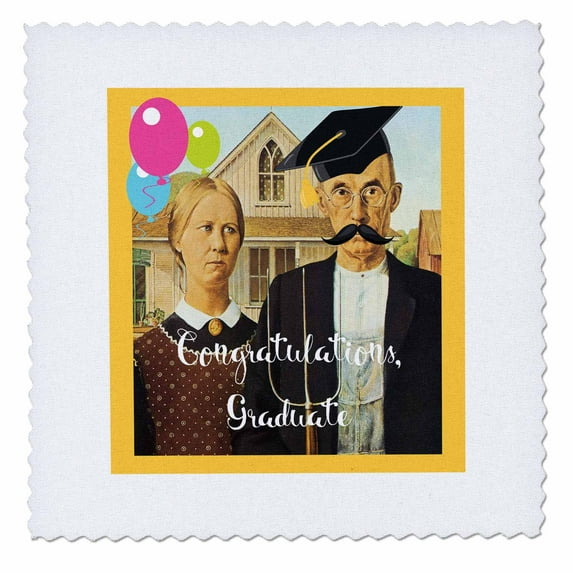 3dRose, American Gothic Graduate Congratulations, 14x14 inch quilt square