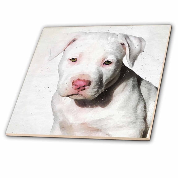 3dRose, American Staffordshire Terrier Pit Bull Puppy Watercolor, 12 Inch Ceramic Tile