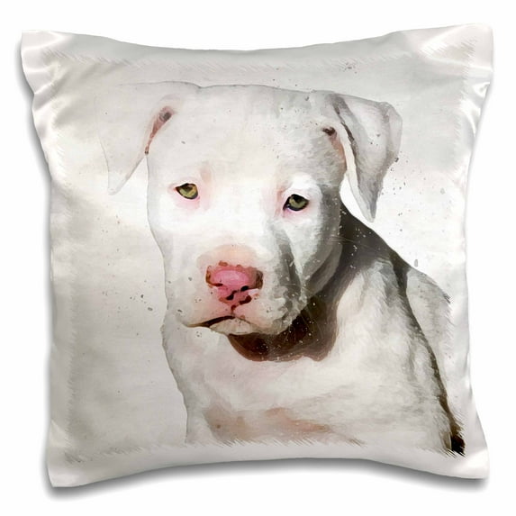 3dRose, American Staffordshire Terrier Pit Bull Puppy Watercolor, 16x16 inch Pillow Case