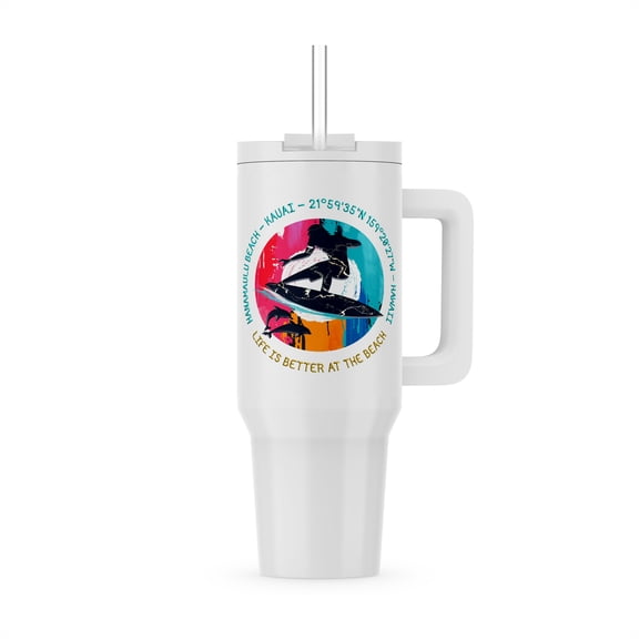 American Beaches - Hanamaulu Beach, Kauai, Hawaii Summer Travel Gift, 40oz Tumbler