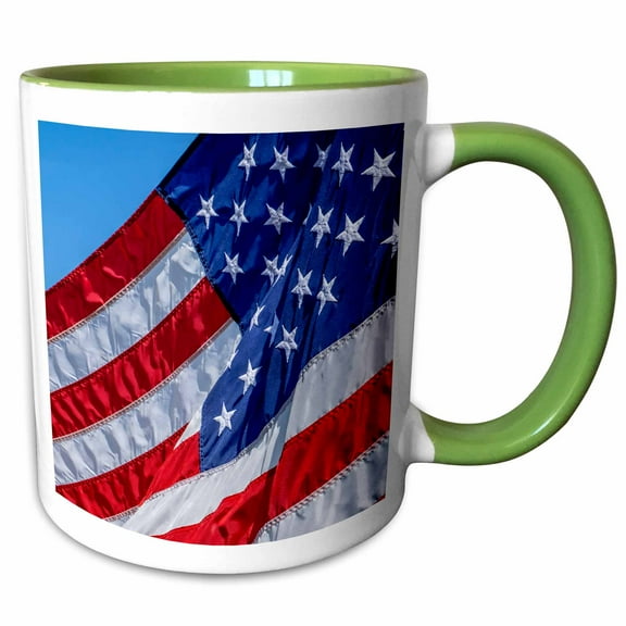 3drose, American Flag., 15oz Two-tone Green Mug
